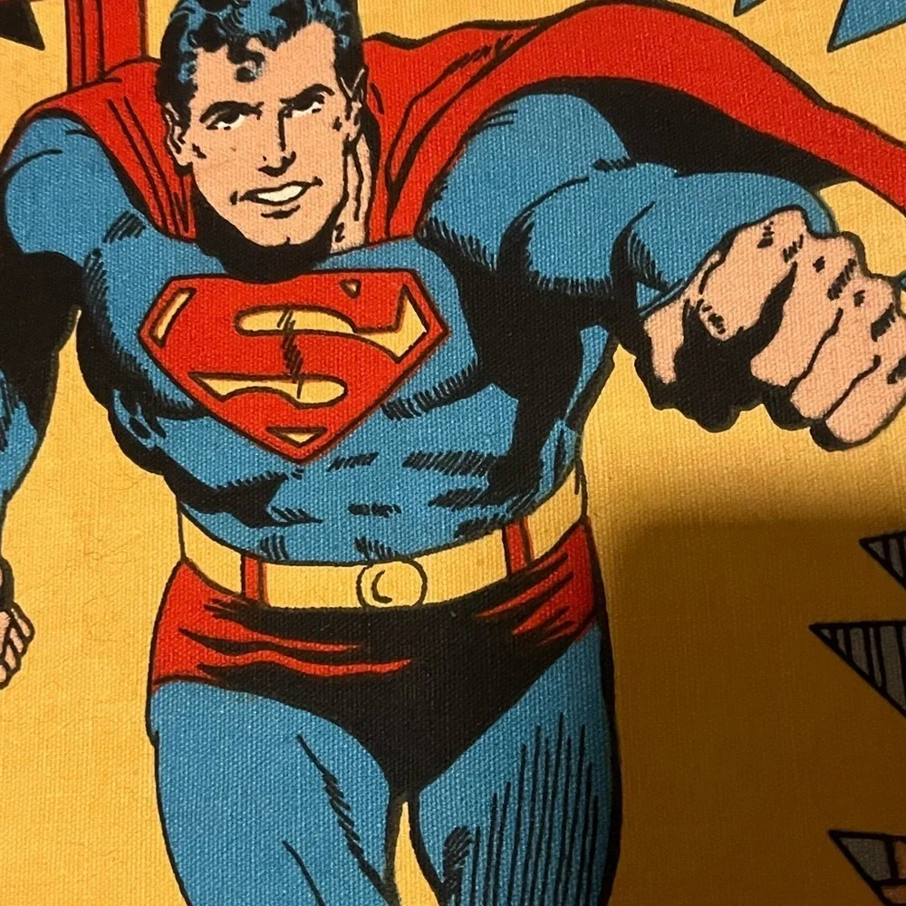 1975 Rare Vintage Superman DC Fabric Wall Hanging Comic Book Picture Red Yellow